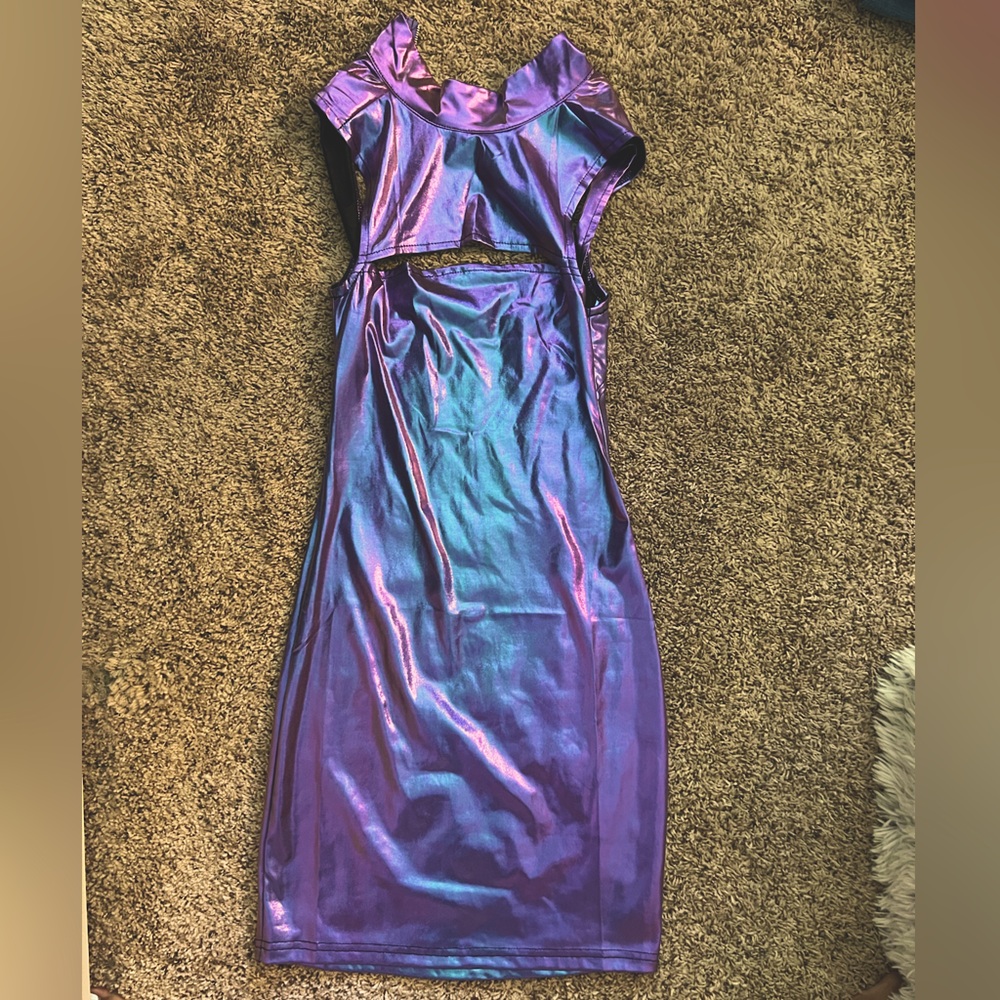 Shiny Purple Sleeveless Dress